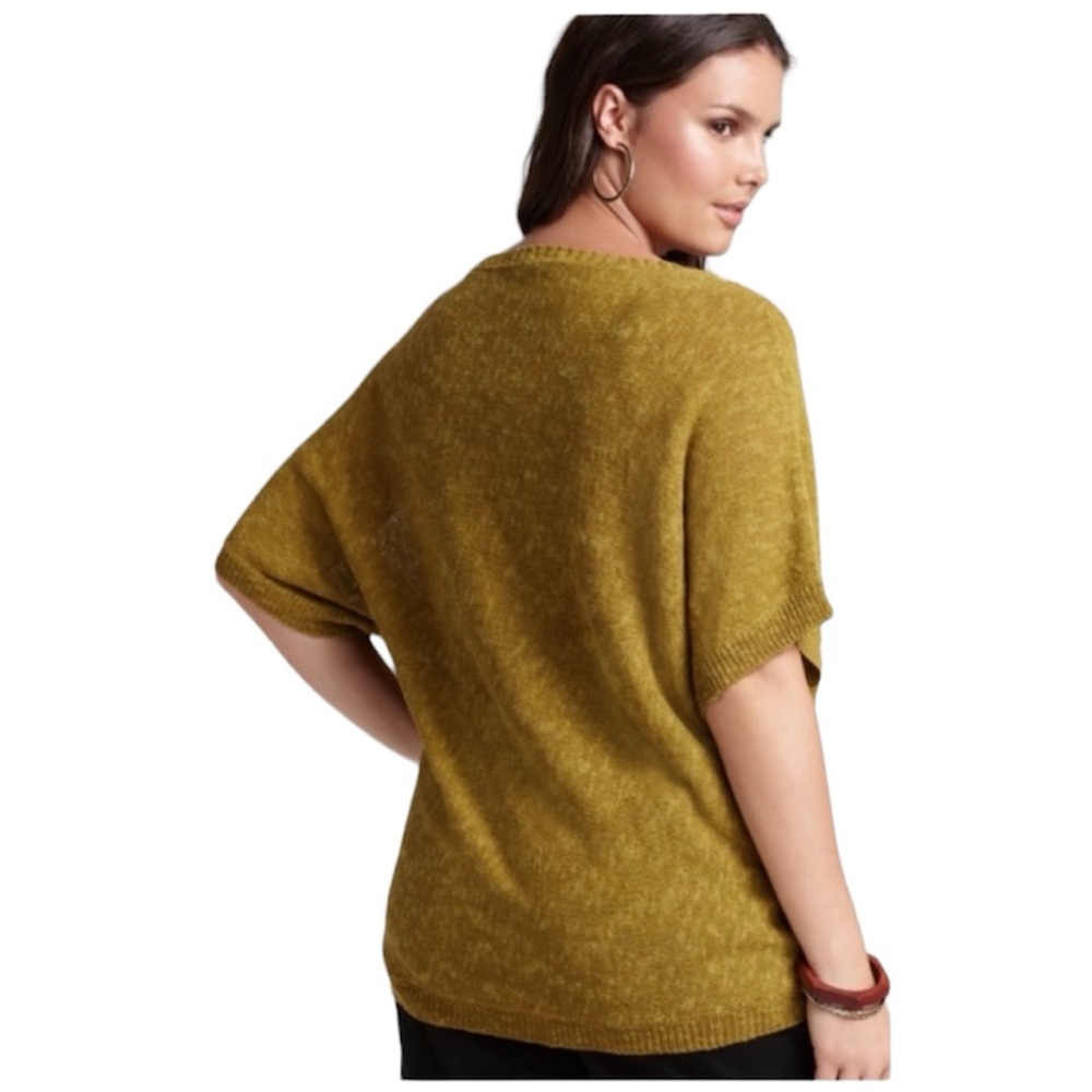 Eileen Fisher Mélange Linen Grain V-Neck Oval Top Sz medium petite